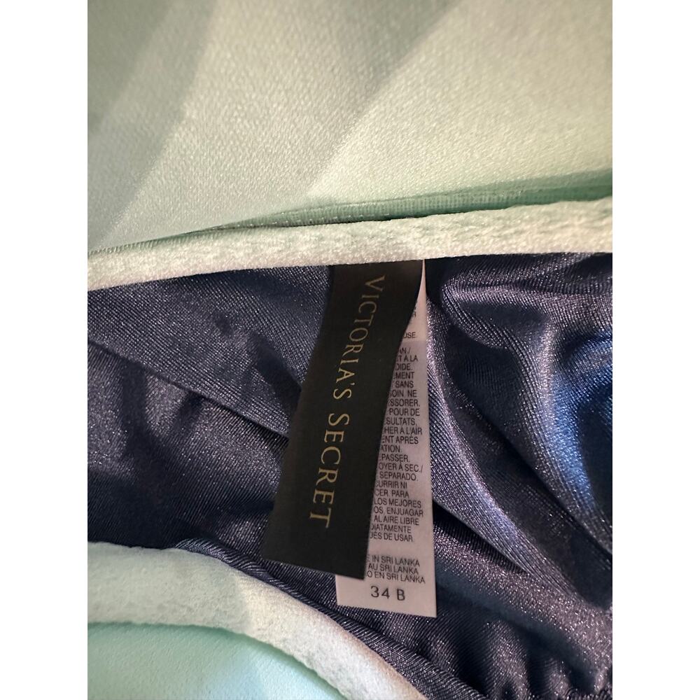 Victoria's Secret Very Sexy Push Up Bandeau Bikini Blue Shimmer 34B M NEW - Picture 4 of 10